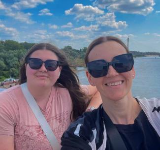 A selfie of happy sisters Zofia and Joanna Jasinski