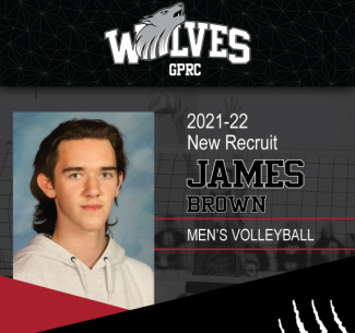 GPRC Wolves Men's Volleyball New Recruit, James Brown.