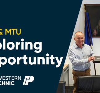 NWP President and CEO, Justin Kohlman with Dr. Brendan O Donnell, Vice President Academic at MTU.