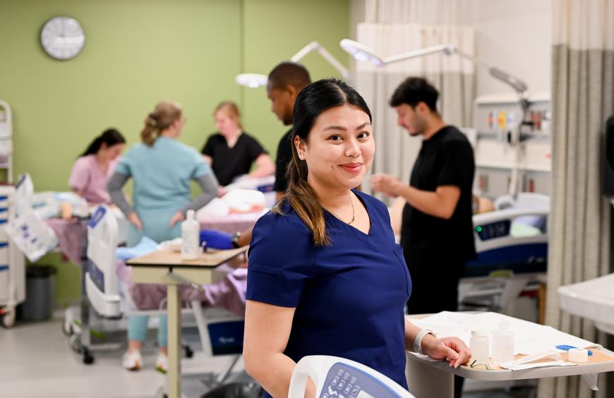 Health care student in the simulation lab