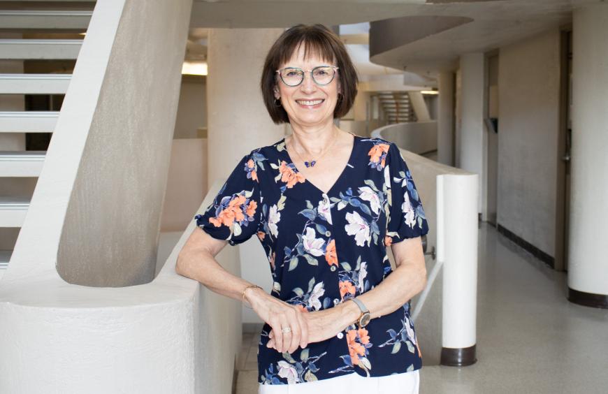 Business Instructor, Carolyn Vasileiou posing on the NWP concourse