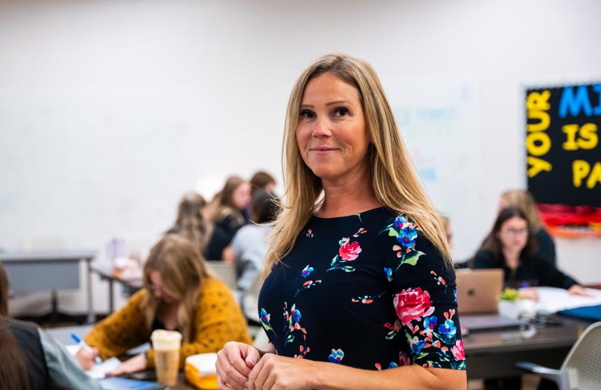 Education instructor Chantel Lussier hero pose