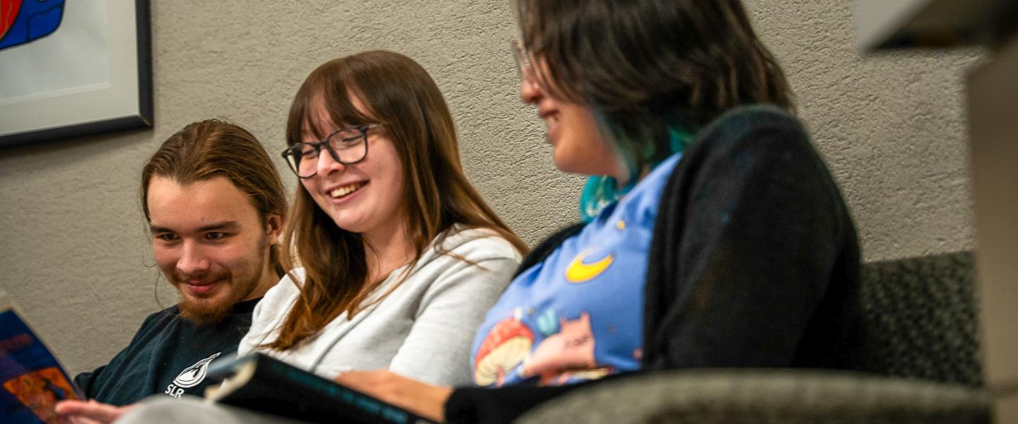 Happy Students studying and laughing