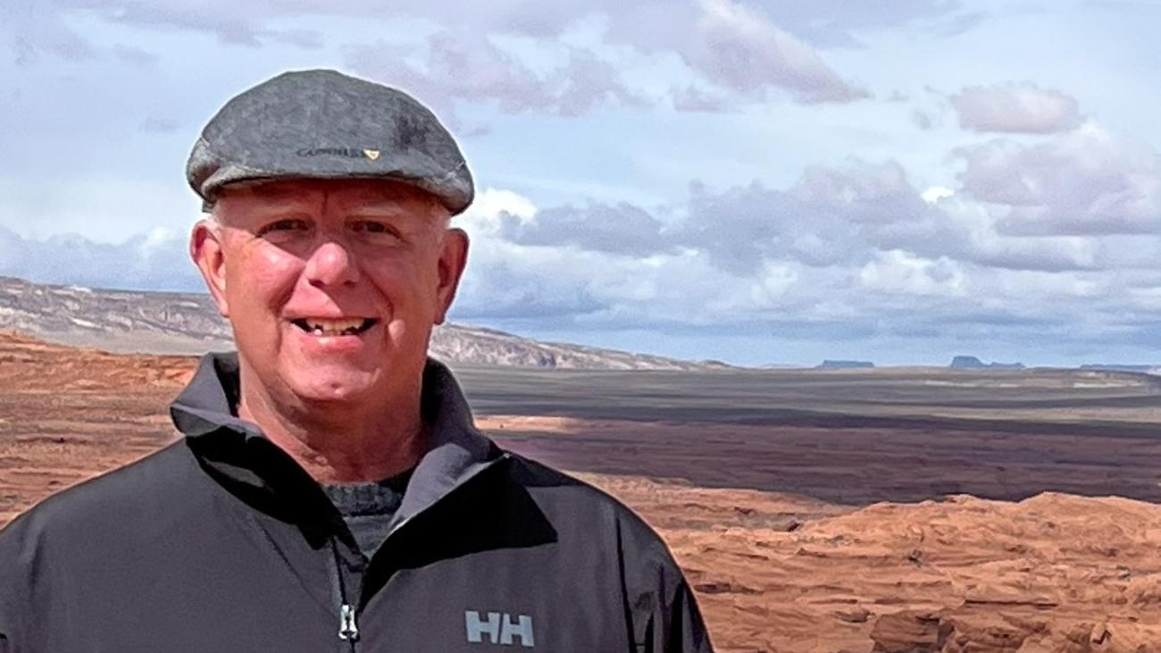 A happy Dwayne Heart smiling with the Grand Canyon in the background