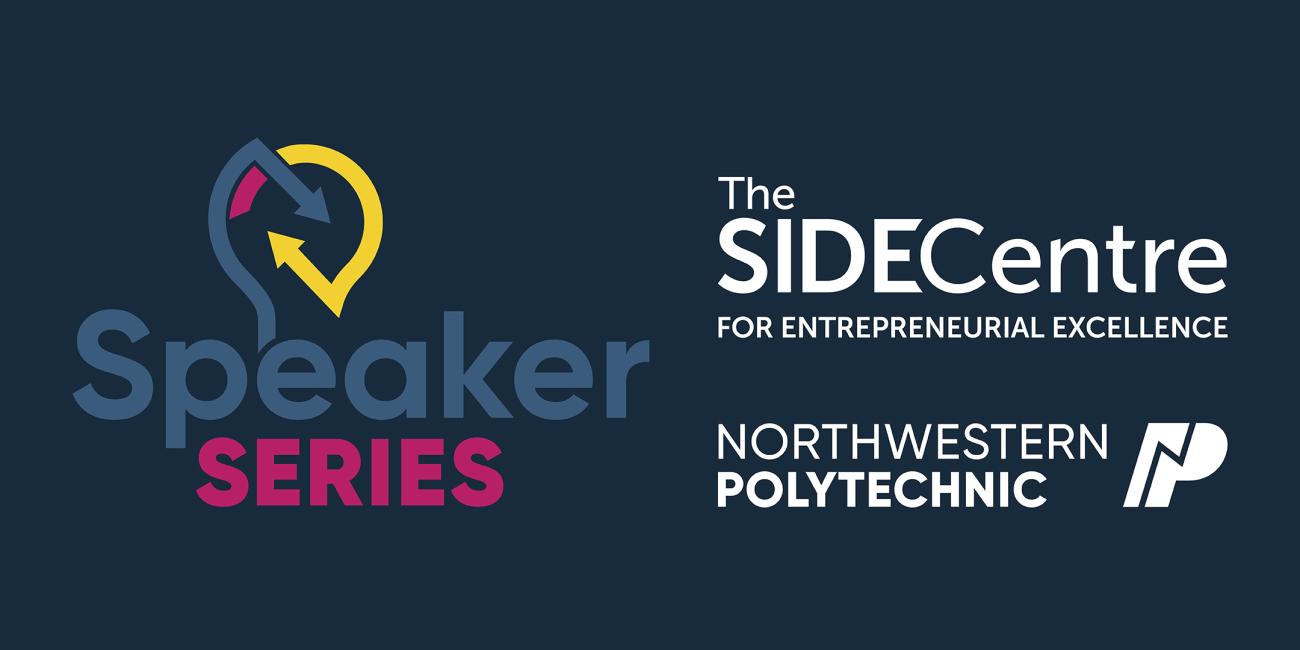 Graphic banner featuring the Speaker Series illustration alongside the Side Centre and Northwestern Polytechnic logos