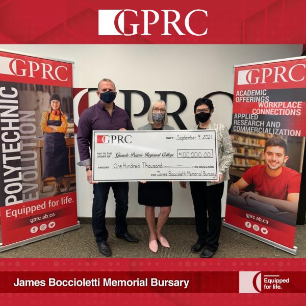 Boccioletti family donates $100,000 to create James Boccioletti Memorial Bursary.