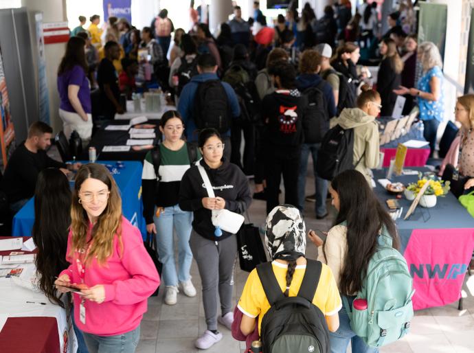 Ariel view of students at the Part Time Career Fair
