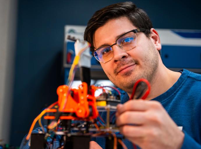 Computing science student working on a robotics project