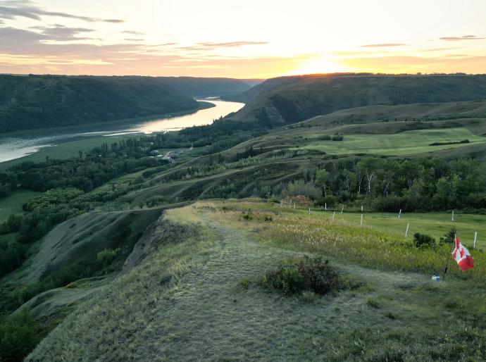 An aerial view of the Dunvegan Valley near Fairview Alberta