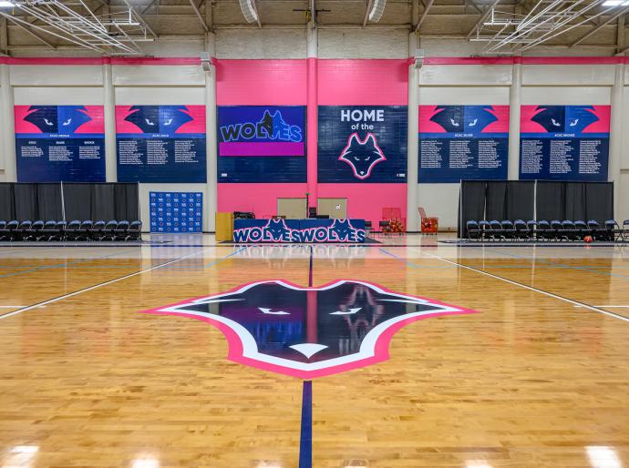 The inside of the main gym at Grande Prairie campus