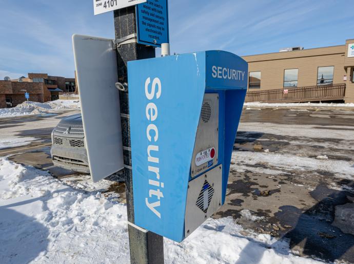 Image of the emergency security intercom at Grande Prairie Campus