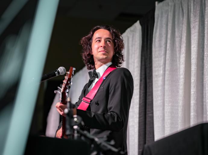 Community Alumni Award recipient, James Morrison at the microphone.