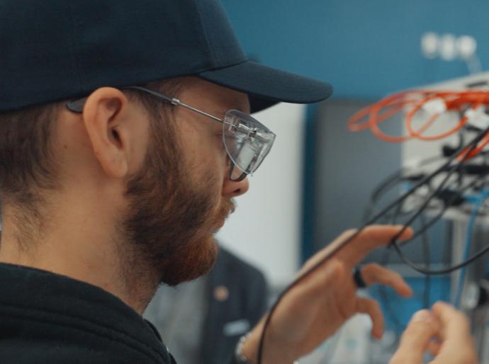 Electrical Student working with wires in the CDN Electrical Education Centre