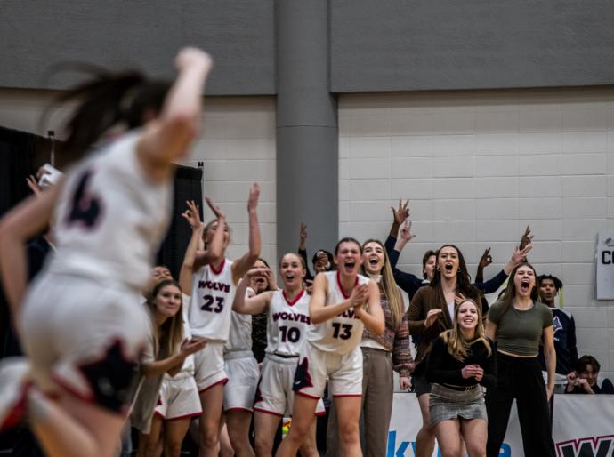 Wolves women basketball action