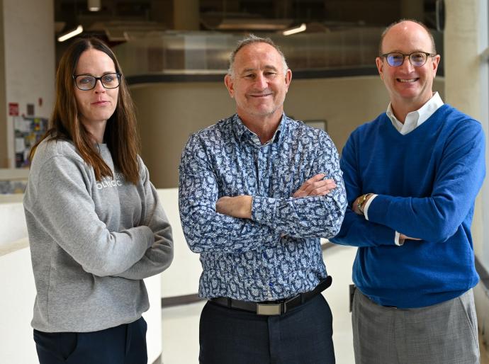 Hywel Williams (C), Grande Prairie Downtown Association, Executive Director flanked by NWP Business Instructors, Mandy Ingraham (L) and Mark Evans (R).