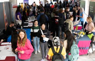 Ariel view of students at the Part Time Career Fair