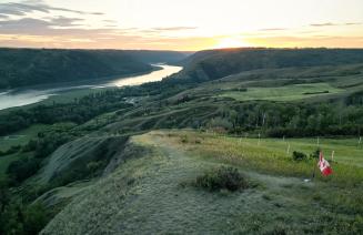 An aerial view of the Dunvegan Valley near Fairview Alberta
