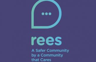 Graphic of the REES logo with the sentence "A safer community by a community that cares" underneath