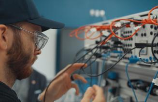Electrical Student working with wires in the CDN Electrical Education Centre