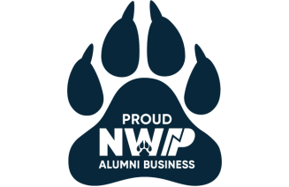 Pawprint reflecting the phrase "Proud NWP Alumni Business"