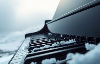 Piano covered with snow