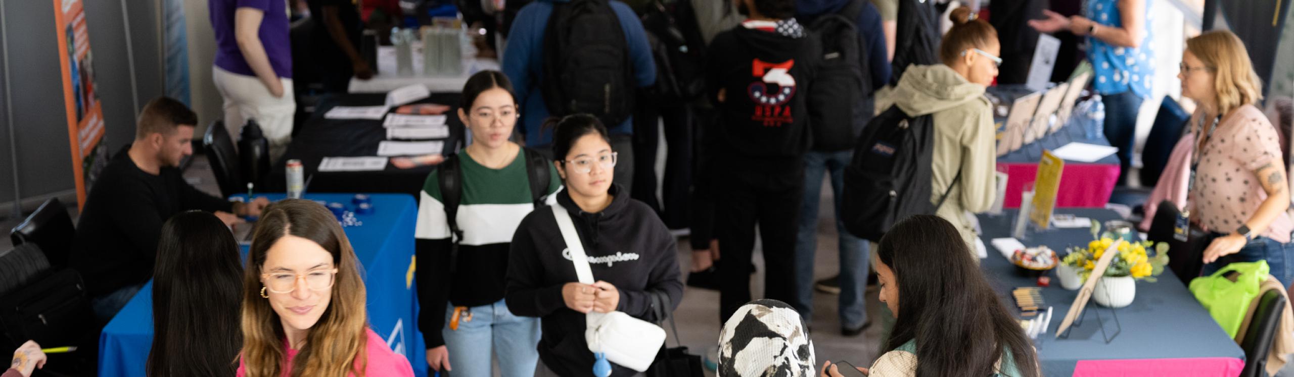 Ariel view of students at the Part Time Career Fair