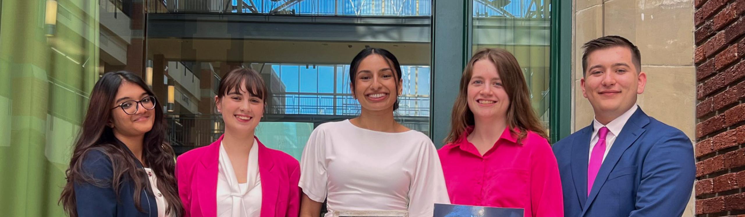 NWP Business students stand proudly with their awards after winning the 2026 Alberta Deans of Business Case Competition