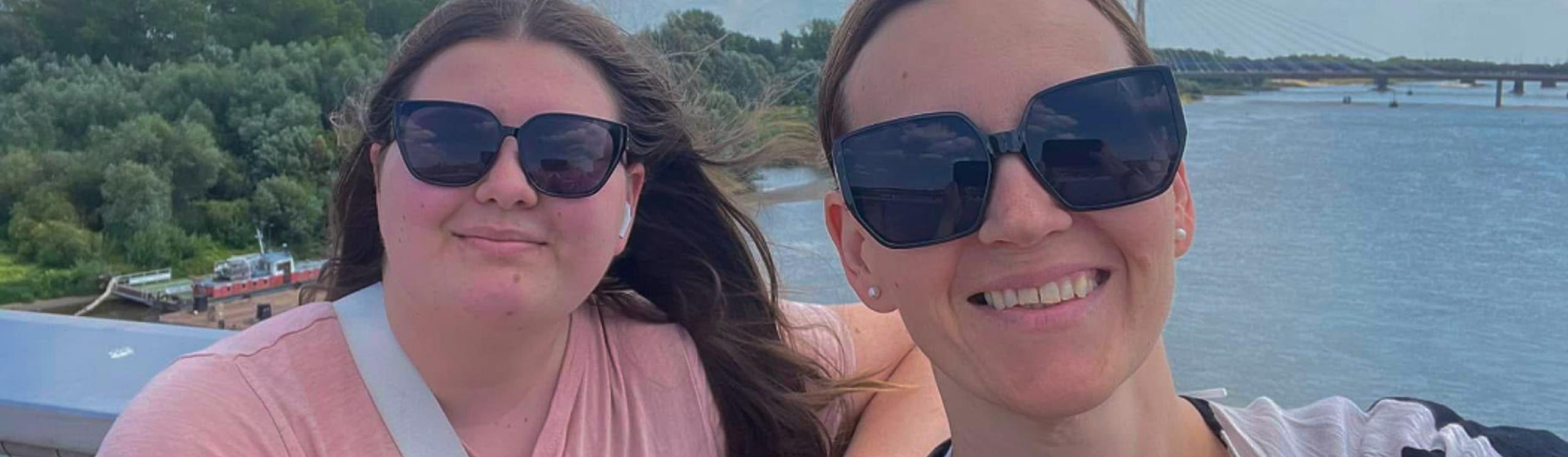 A selfie of happy sisters Zofia and Joanna Jasinski